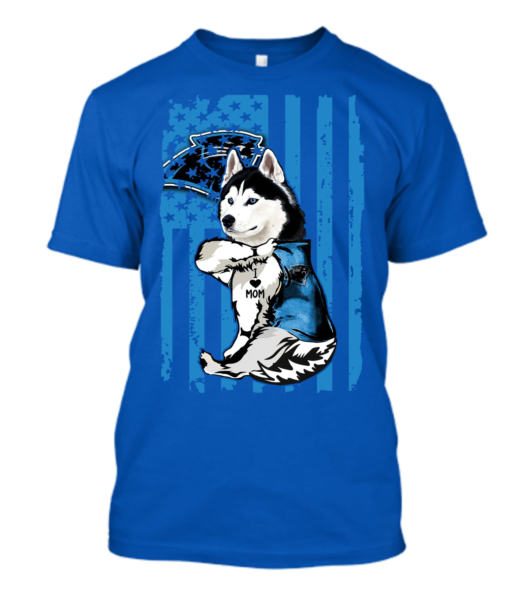 Siberian Husky Carolina Panthers I Love Mom Star T-Shirt