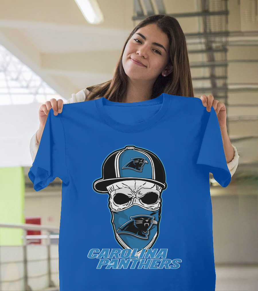 CAROLINA PANTHERS Skull Hat T-Shirt