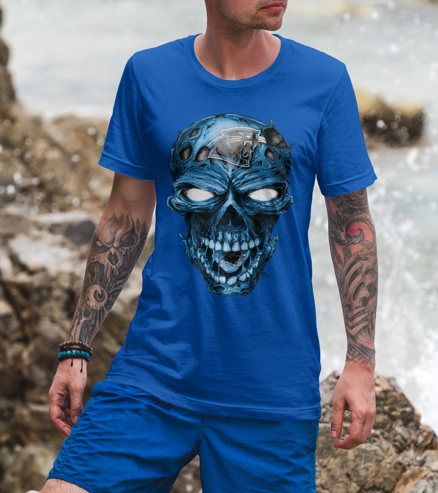 Carolina Panthers Blue Skull Supernatural Fan Gear T-Shirt