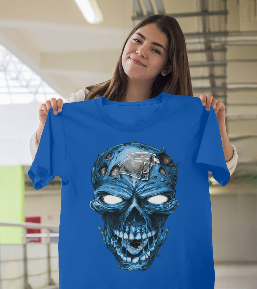 Carolina Panthers Blue Skull Supernatural Fan Gear T-Shirt
