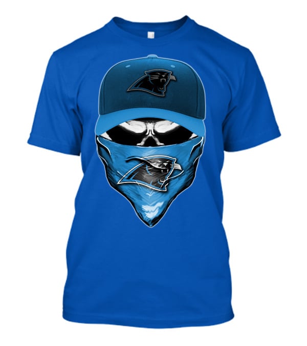 Carolina Panthers Skull With Hat And Bandana T-Shirt