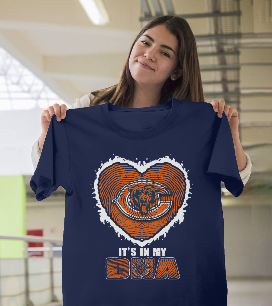 It's In My DNA Chicago Bears Heart Fingerprint T-Shirt