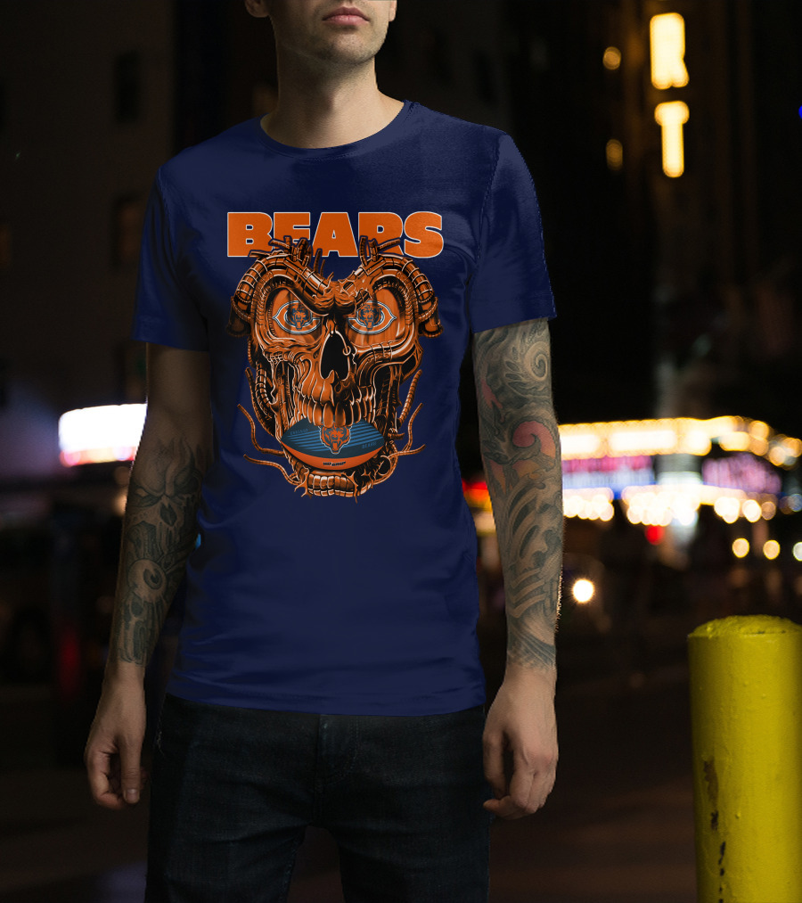 BEARS Dragonskull Football CHICAGO T-Shirt