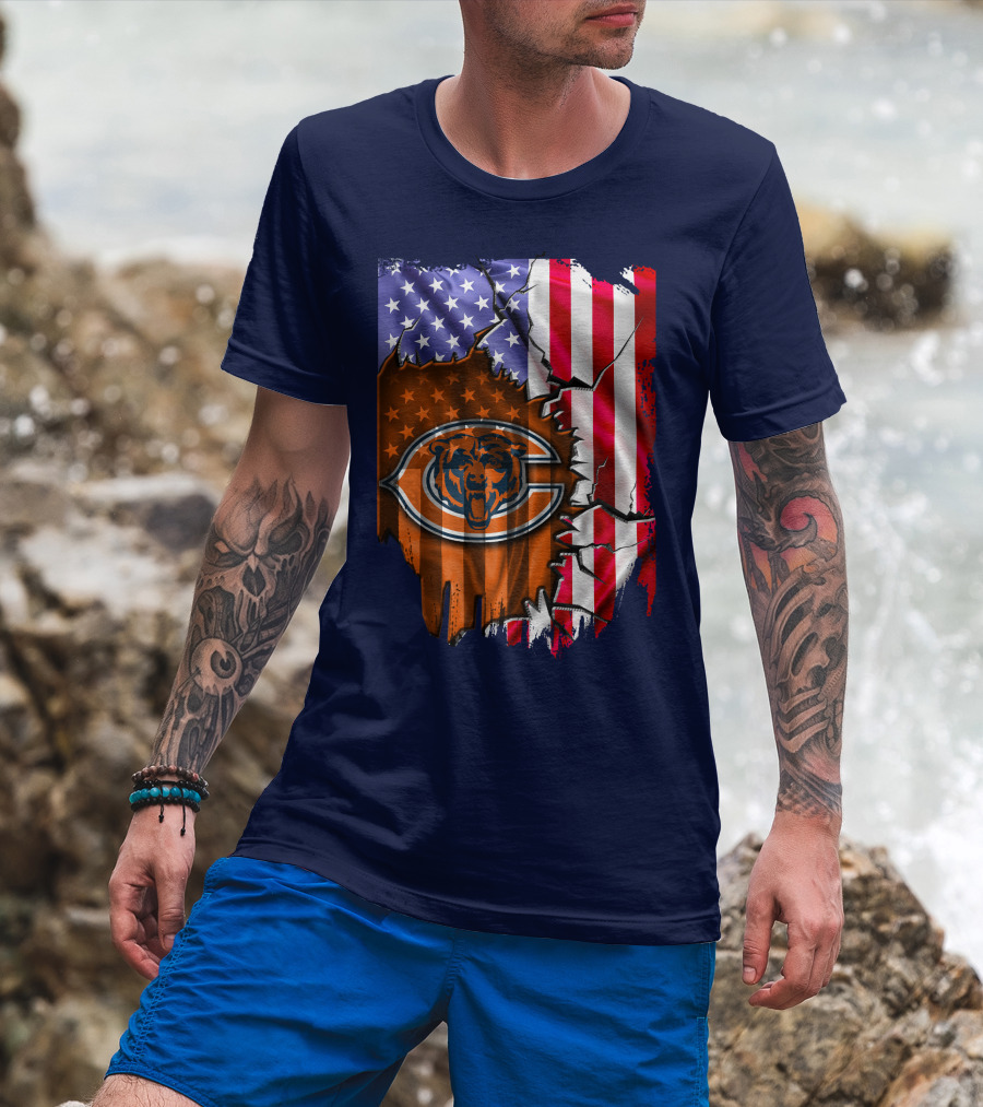 American Flag Chicago Bears Logo Stars Stripes T-Shirt