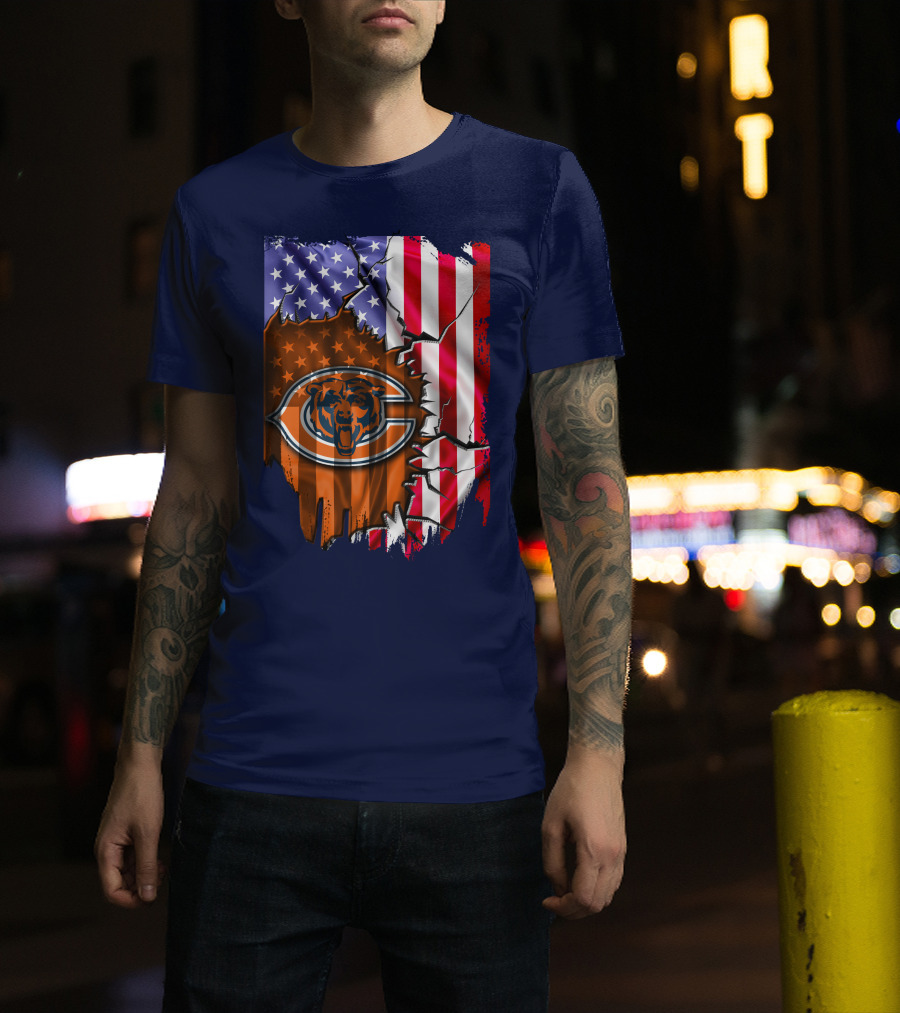 American Flag Chicago Bears Logo Stars Stripes T-Shirt