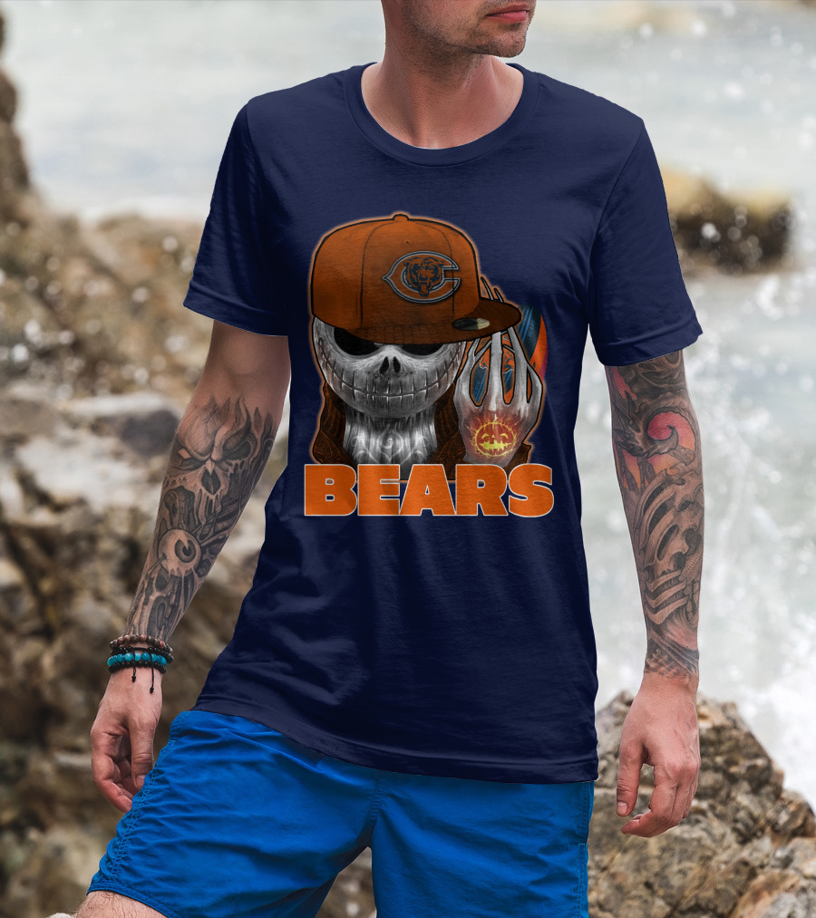 Jackskull BEARS CHICAGO Halloween Football Skeleton T-Shirt
