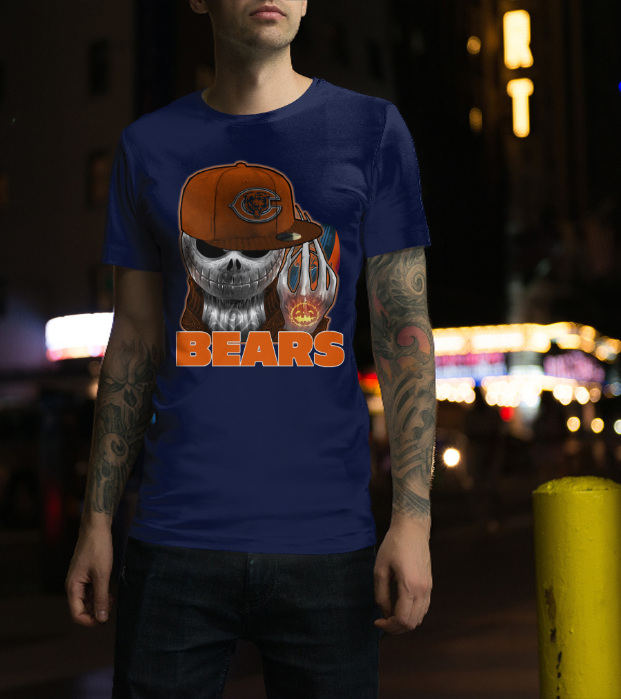Jackskull BEARS CHICAGO Halloween Football Skeleton T-Shirt