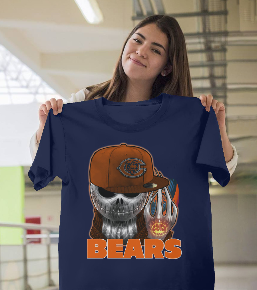 Jackskull BEARS CHICAGO Halloween Football Skeleton T-Shirt