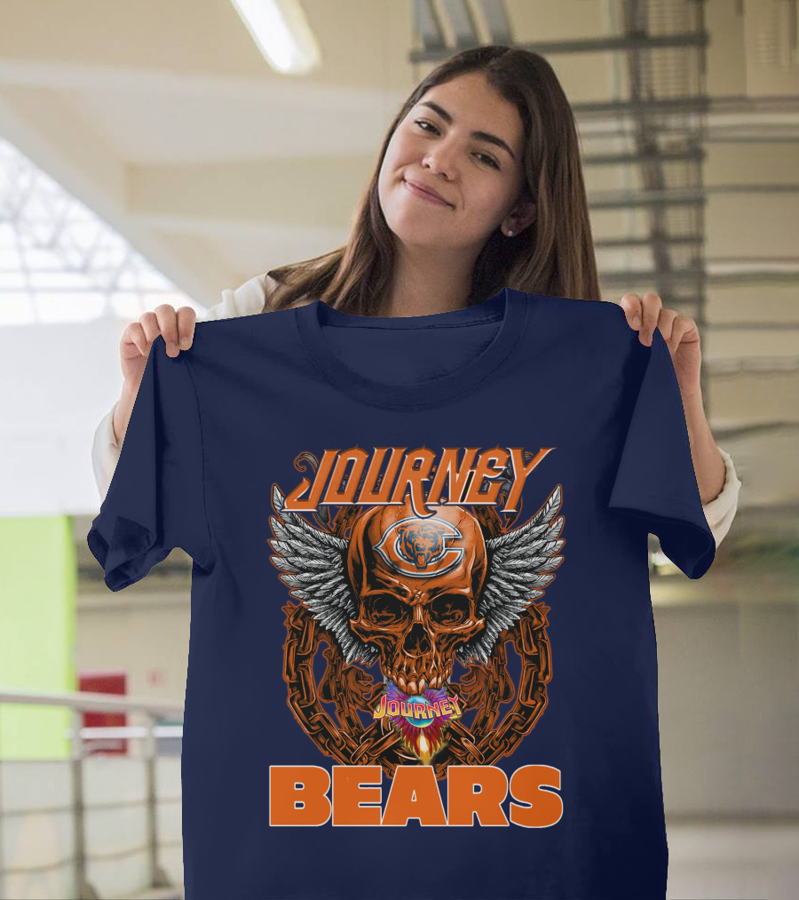 CHICAGO BEARS JOURNEY Skull Wings Chains T-Shirt