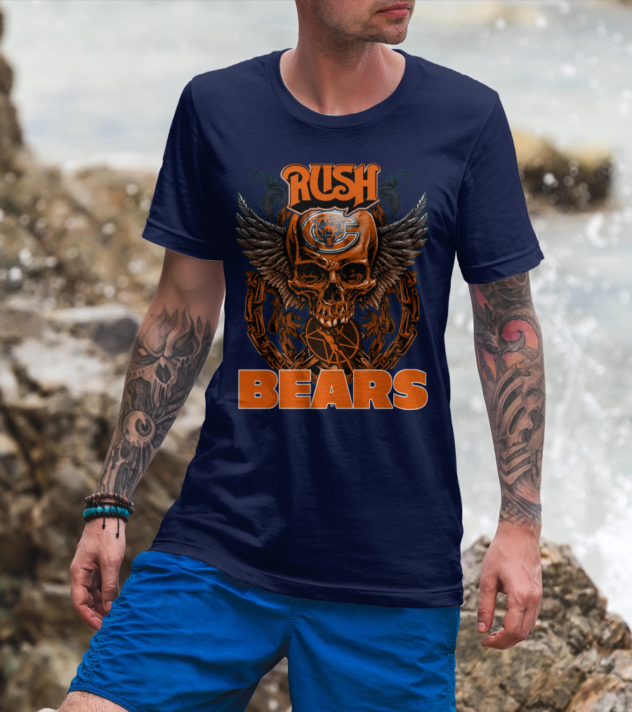 Rush Chicago Bears Skull Wings Chain T-Shirt