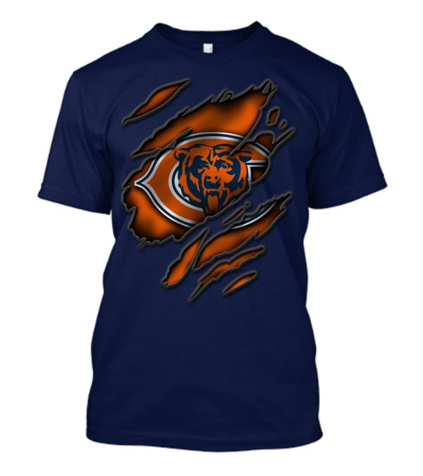 Torn Chicago Bears Logo With Bear Face And Claw Marks T-Shirt