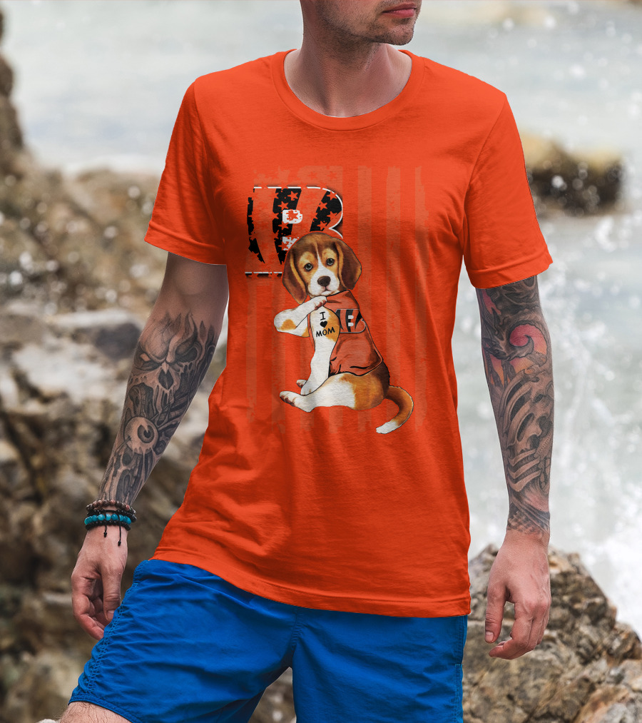 Beagle I Love Mom Cincinnati Bengals B T-Shirt