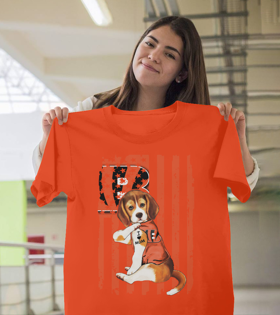Beagle I Love Mom Cincinnati Bengals B T-Shirt