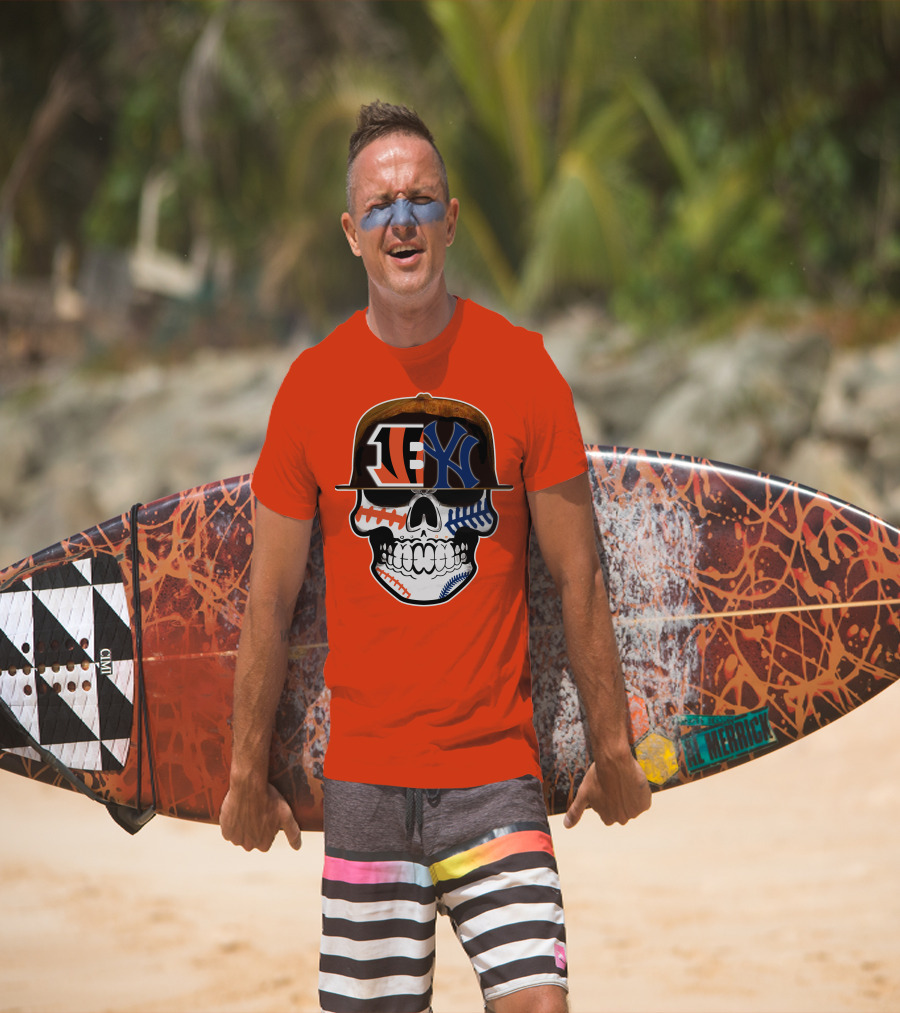 Cincinnati Bengals Yankees Skull Sports Fusion T-Shirt
