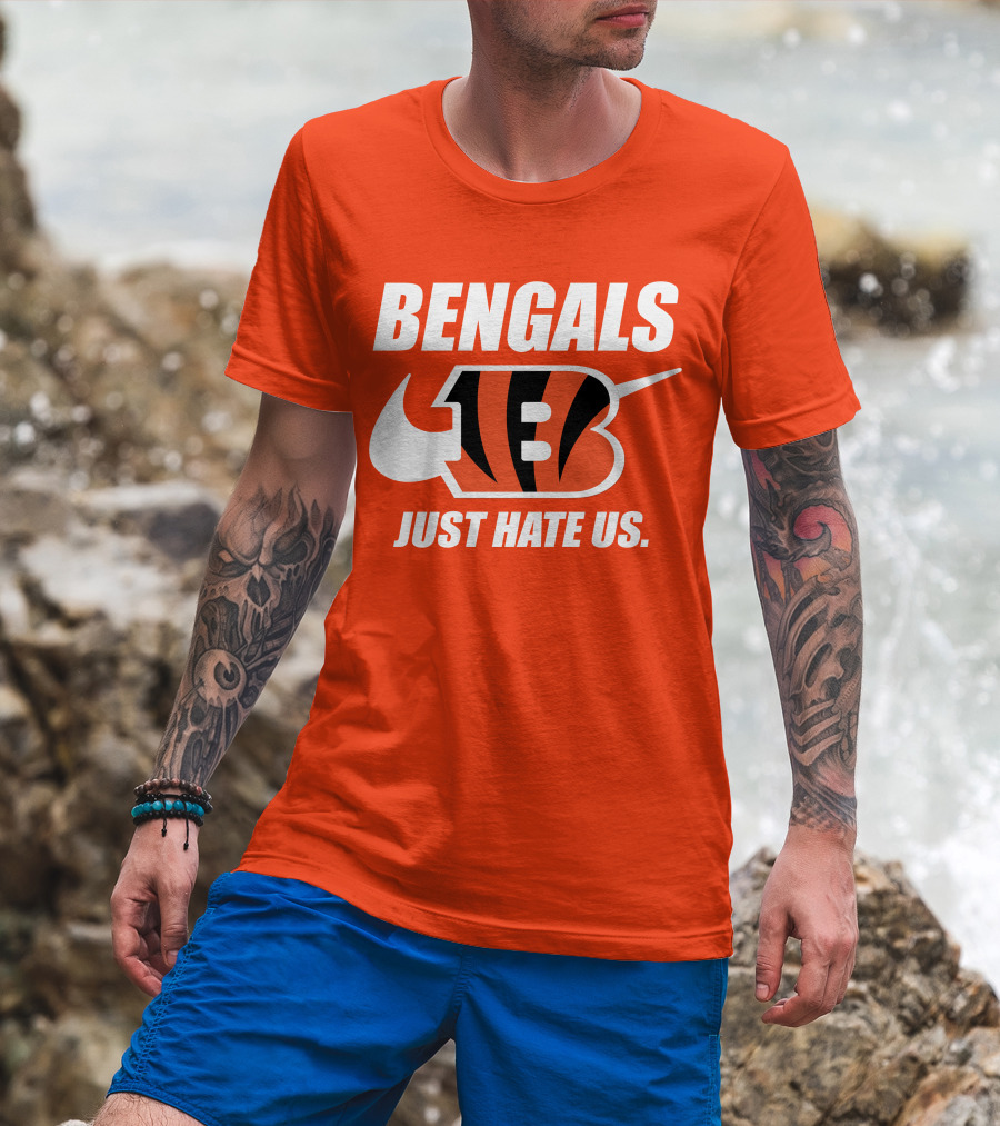 Bengals Just Hate Us Tiger Stripes Football T-Shirt