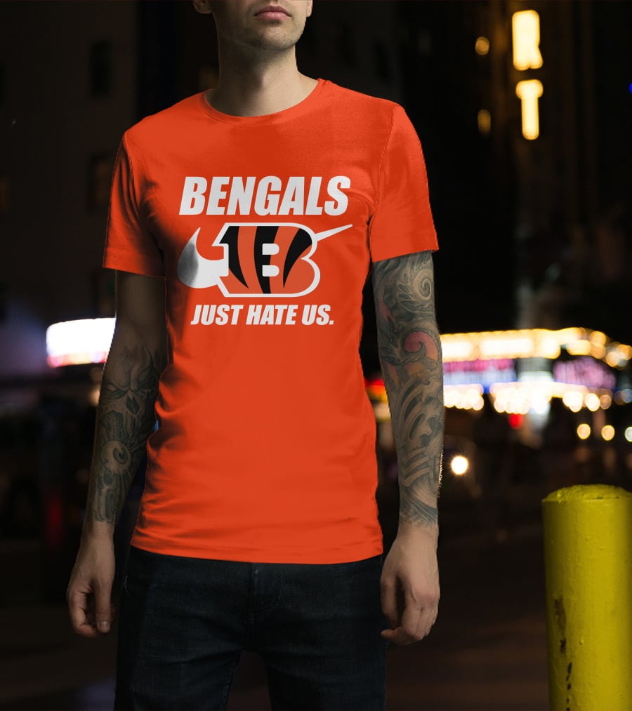 Bengals Just Hate Us Tiger Stripes Football T-Shirt