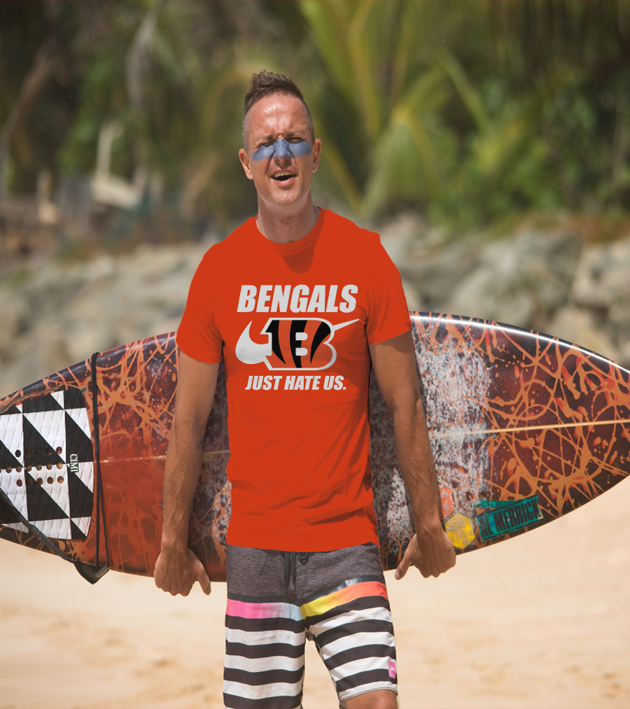 Bengals Just Hate Us Tiger Stripes Football T-Shirt