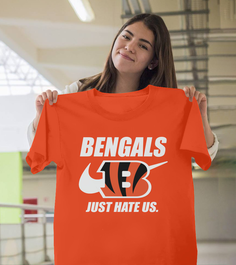 Bengals Just Hate Us Tiger Stripes Football T-Shirt
