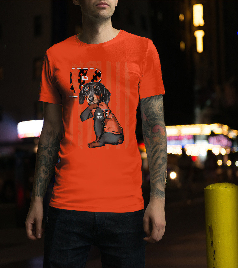 Dachshund Cincinnati Bengals Love I Heart Mom T-Shirt