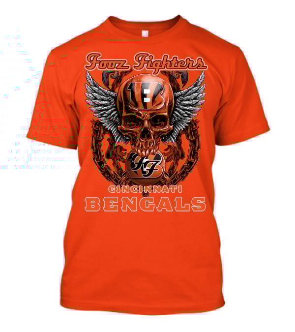 Foo Fighters Cincinnati Bengals Skull And Wings T-Shirt