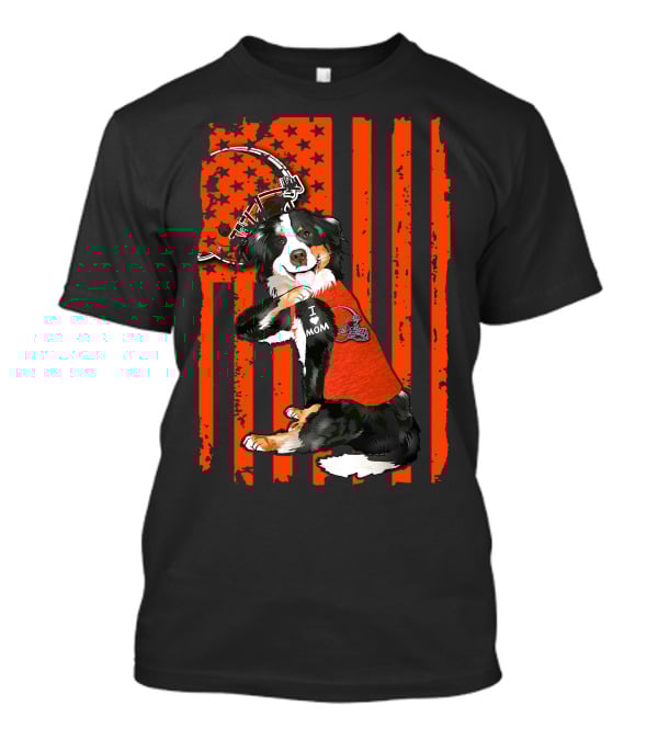Border Collie CLEVELAND BROWNS I Love Mom Football Helmet America T-Shirt