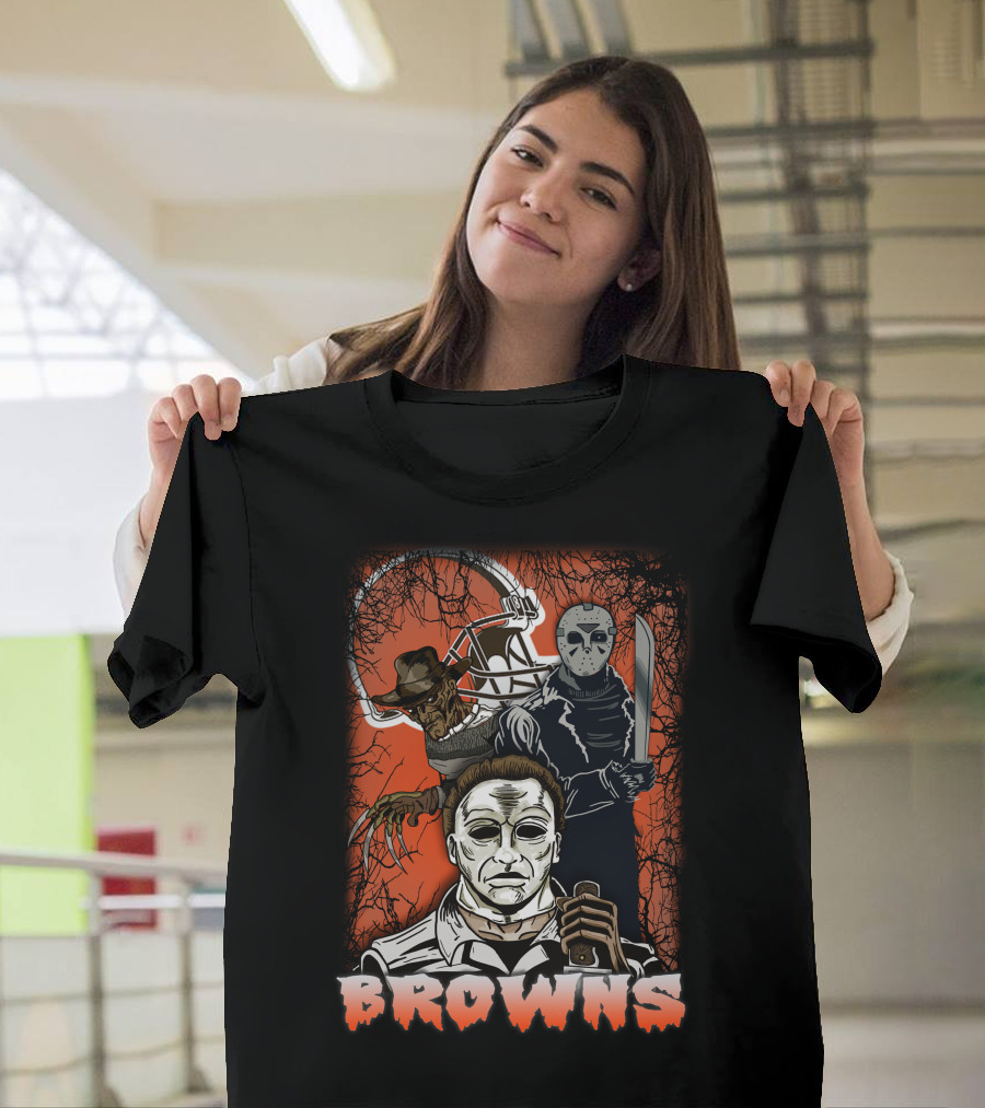 Browns Horror Icons With Helmet T-Shirt
