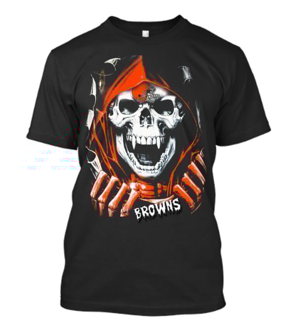 Browns Skull Hoodie With Football Helmet T-Shirt