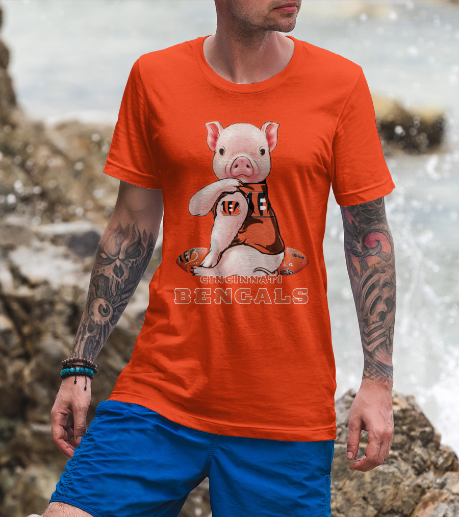 Cincinnati Bengals Pig With Football T-Shirt