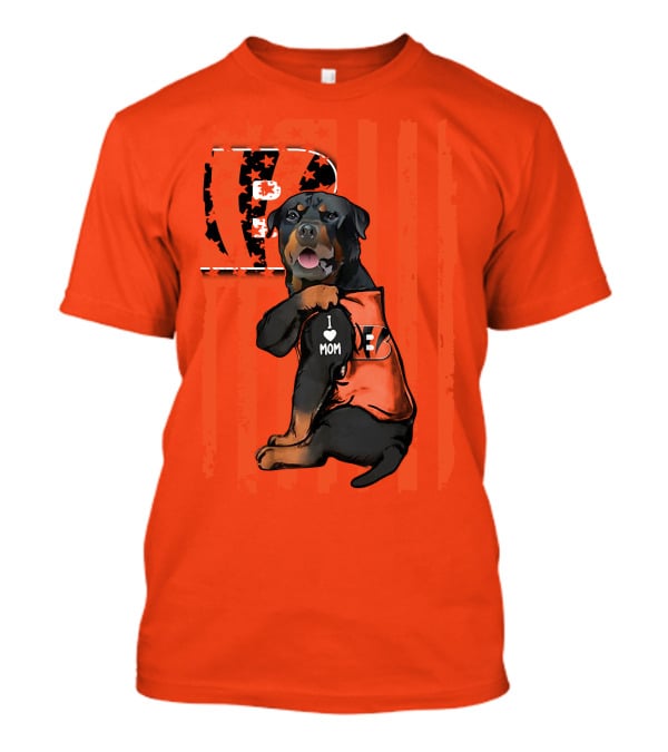 Rottweiler I Love Mom Cincinnati Bengals Bp Usa Flag T-Shirt