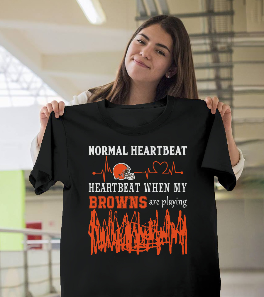 Normal Heartbeat Heartbeat When My Browns Are Playing Cleveland Browns Helmet T-Shirt