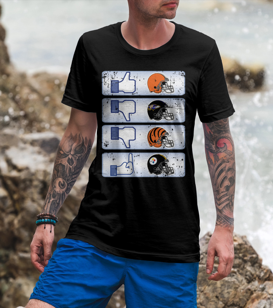 Cleveland Browns 69 Helmet Thumbs Up Like Steelers Bengals Ravens Logos T-Shirt