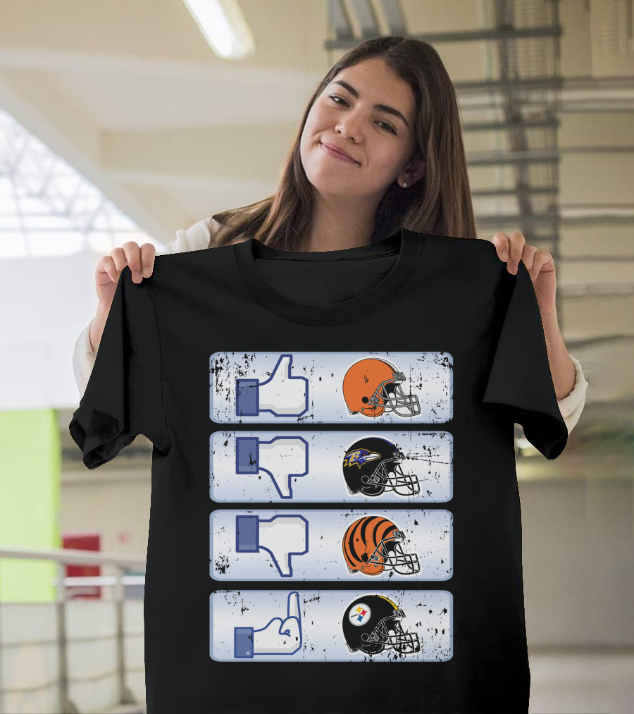 Cleveland Browns 69 Helmet Thumbs Up Like Steelers Bengals Ravens Logos T-Shirt