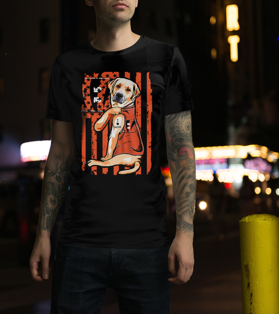 Labrador Retriever I Love Mom Cincinnati Bengals T-Shirt