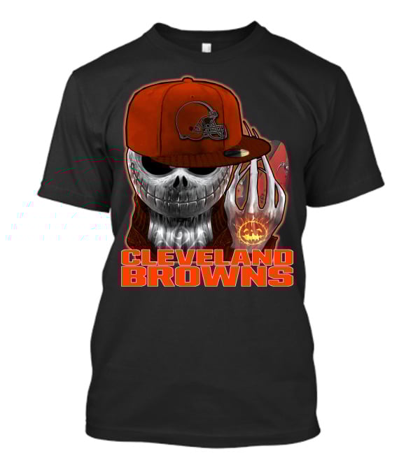Cleveland Browns Jackskull Halloween Pumpkin Football T-Shirt