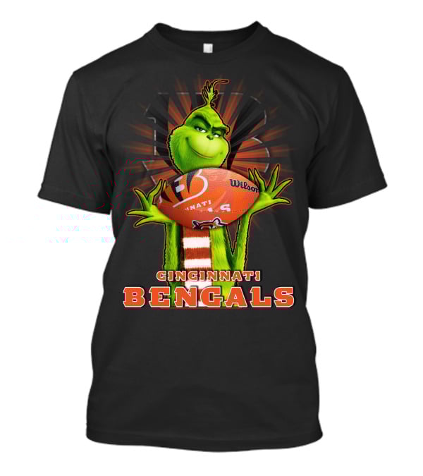 Grinch Holding Cincinnati Bengals Wilson Football T-Shirt