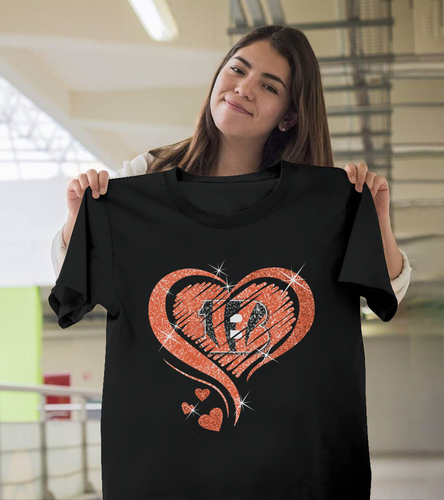 Heart Diamond 13 Cincinnati Bengals Sparkle T-Shirt