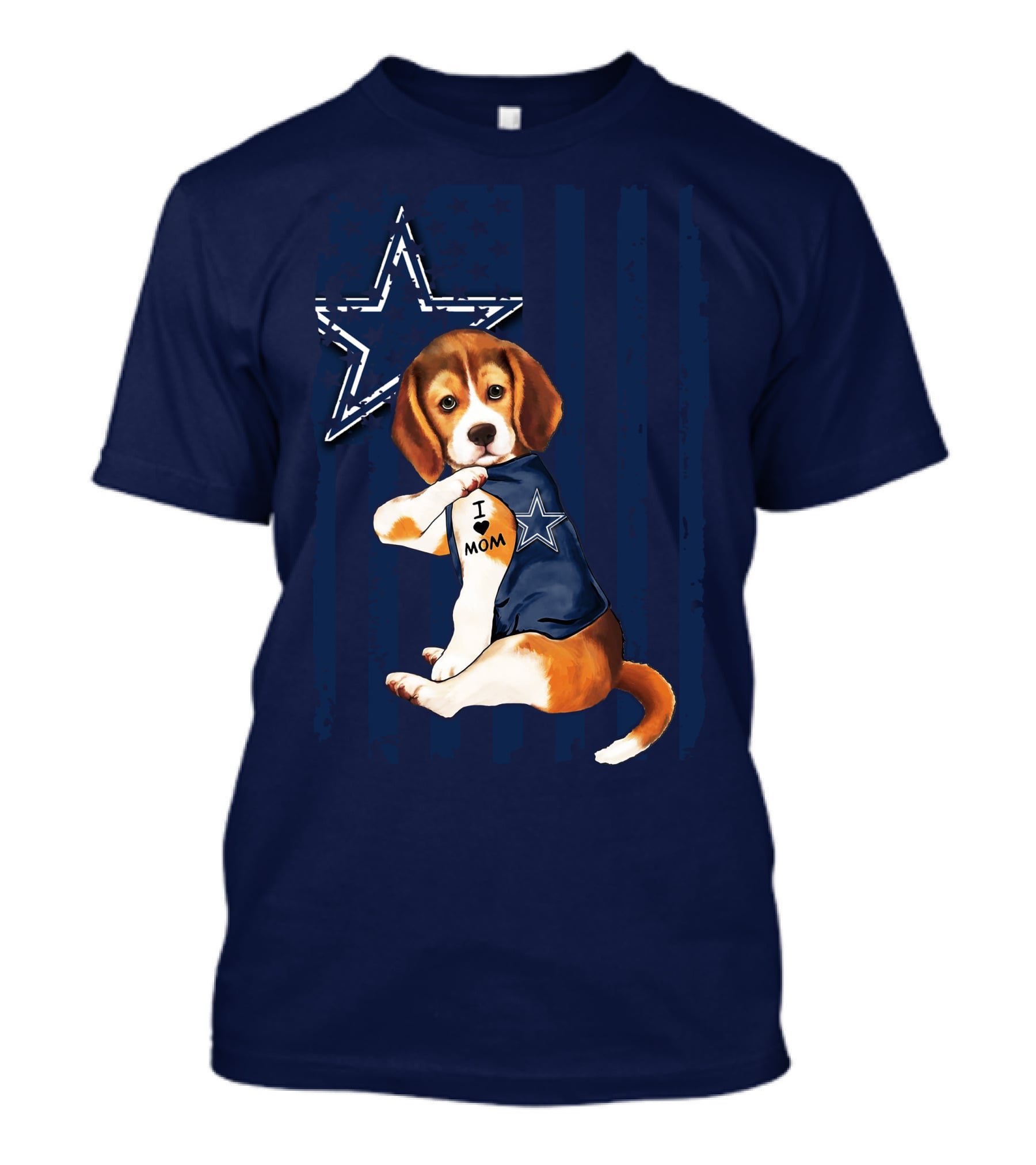 Beagle I Love Mom Dallas Cowboys Star Football Fans T-Shirt
