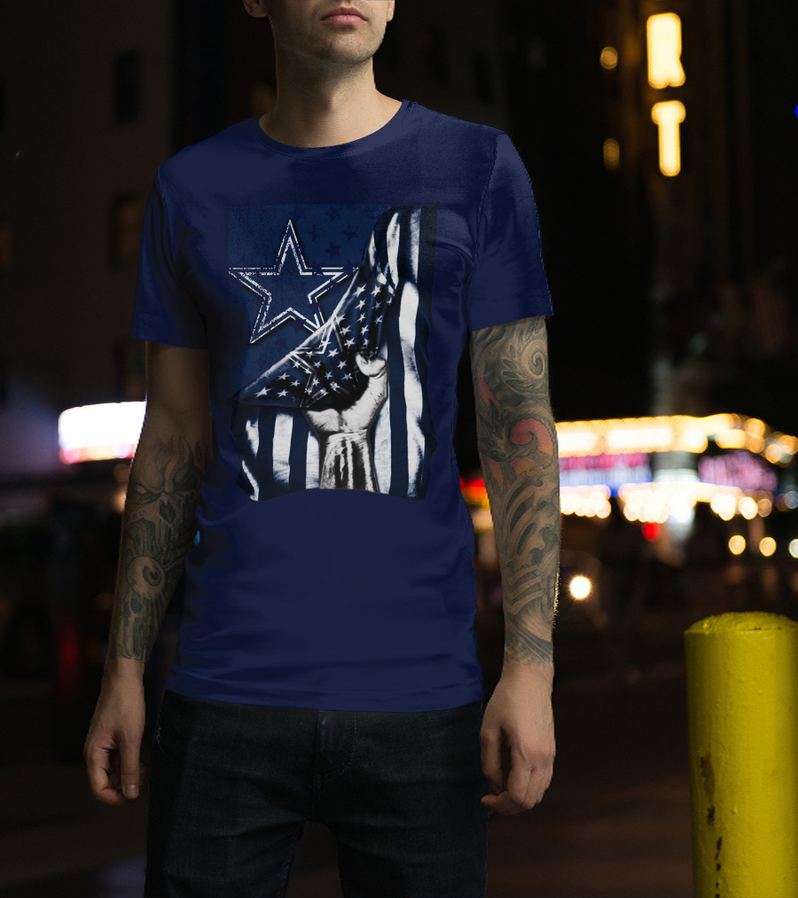 Dallas Cowboys Star With American Flag And Fist T-Shirt