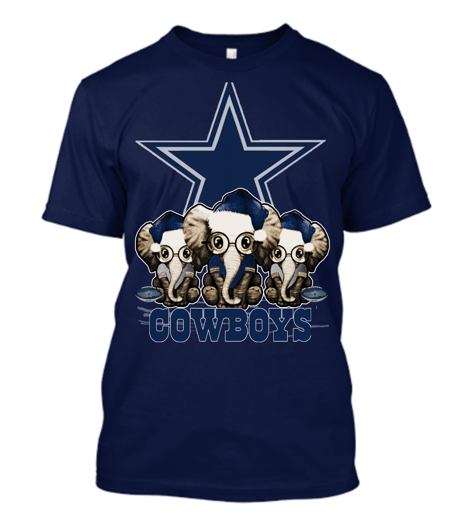 Elephan Xmas Dallas Cowboys Star Logo Glasses Hindustani T-Shirt