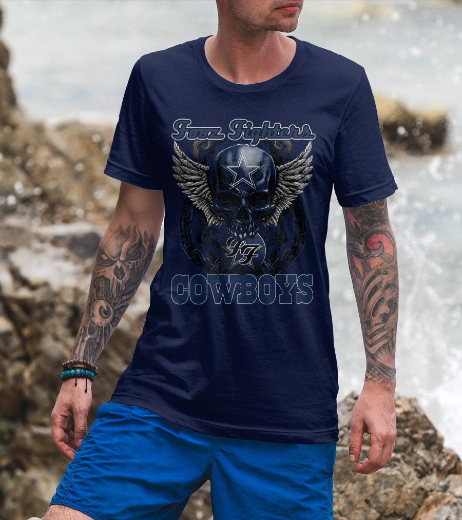 Foo Fighters Dallas Cowboys Skull Wings Star T-Shirt