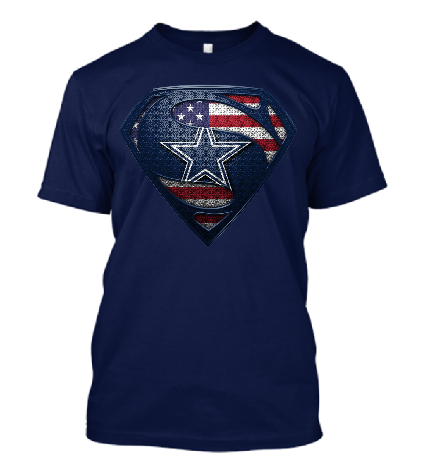 Spm DALLAS COWBOYS Superman Shield American Flag Star T-Shirt