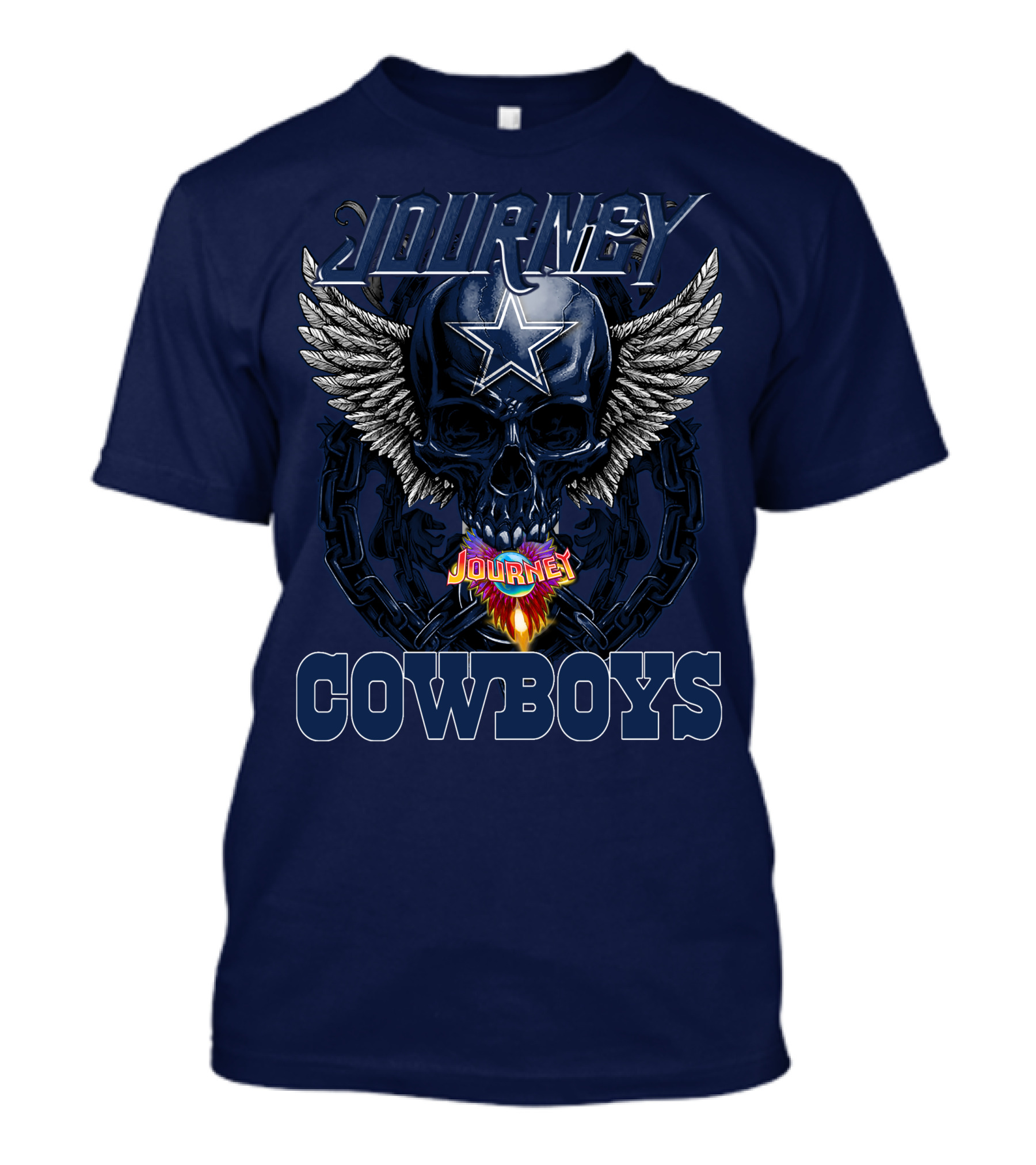 JOURNEY COWBOYS Dallas Skull Wings Star T-Shirt