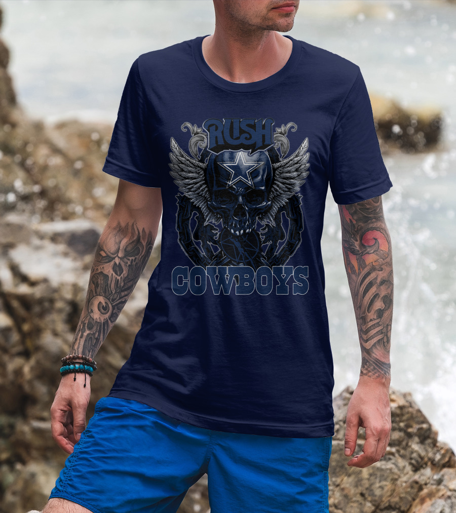 Rush Dallas Cowboys Winged Star Skull T-Shirt