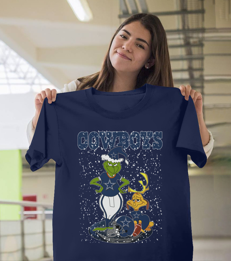 Grinchxmas Cowboys Football Holiday Mashup T-Shirt