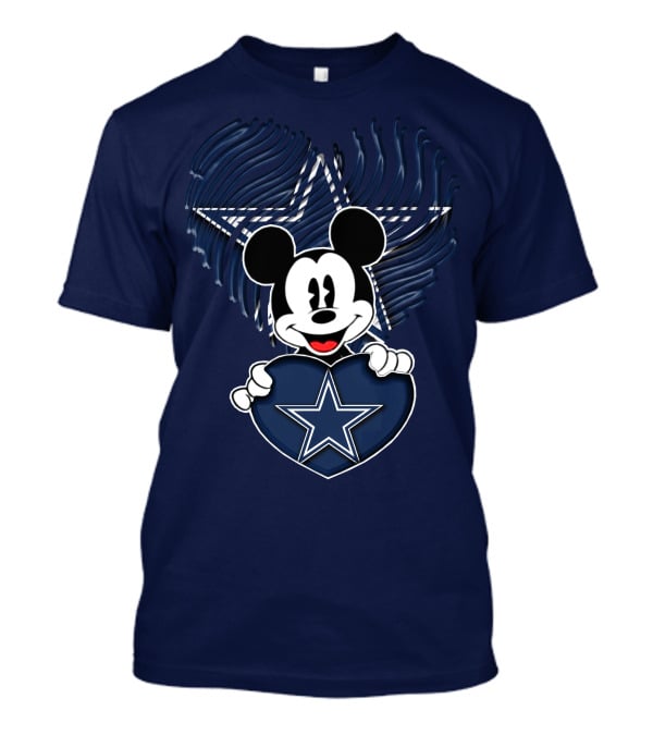 Mick Mouse Heart Star Dallas Cowboys T-Shirt