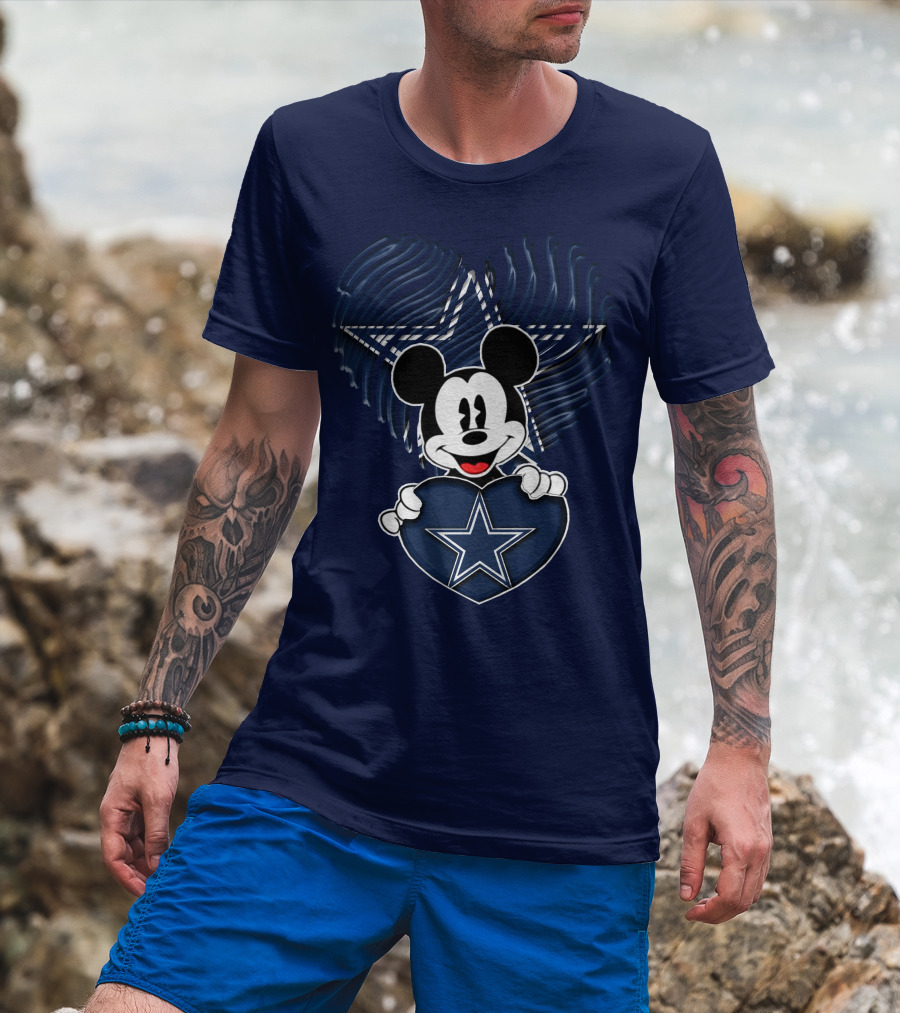 Mick Mouse Heart Star Dallas Cowboys T-Shirt