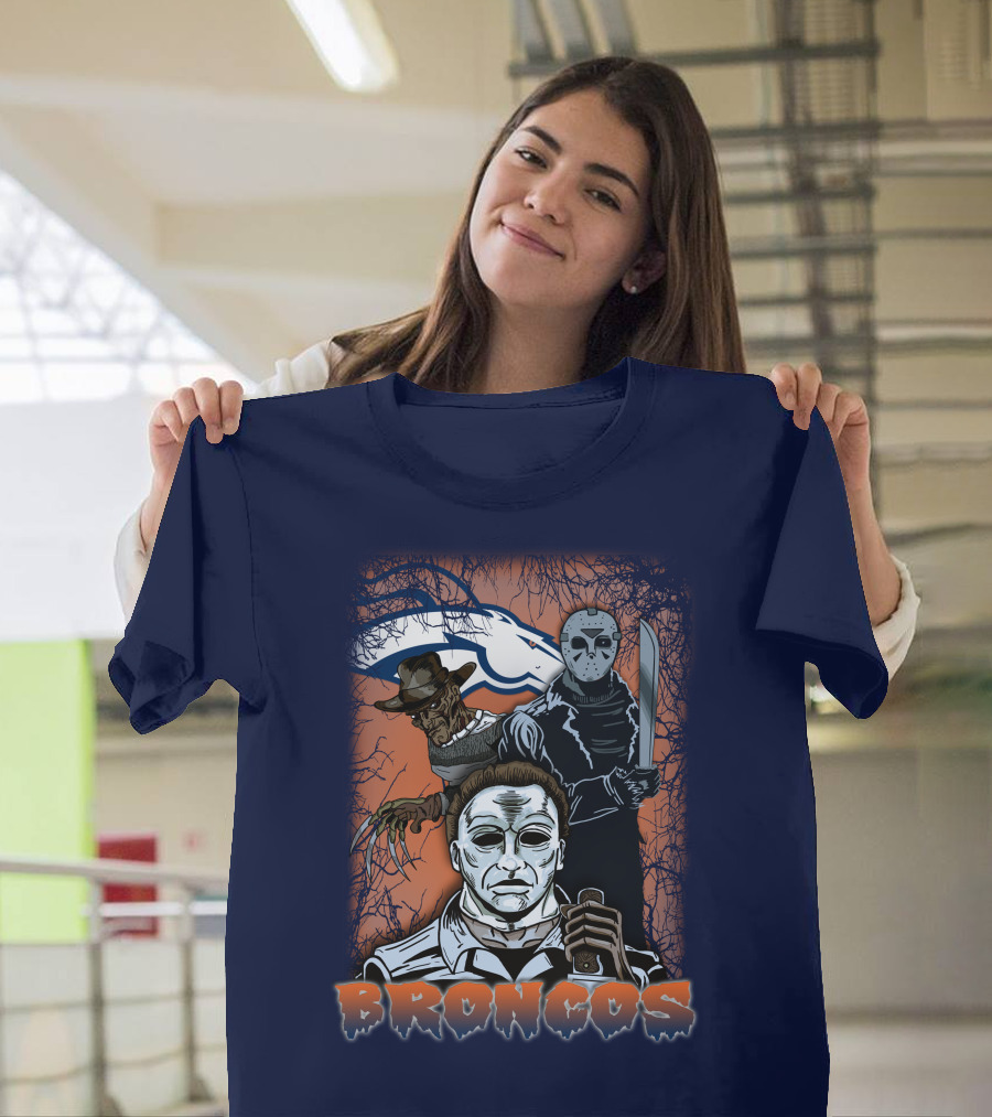 Broncos Horror Icons Halloween Denver T-Shirt