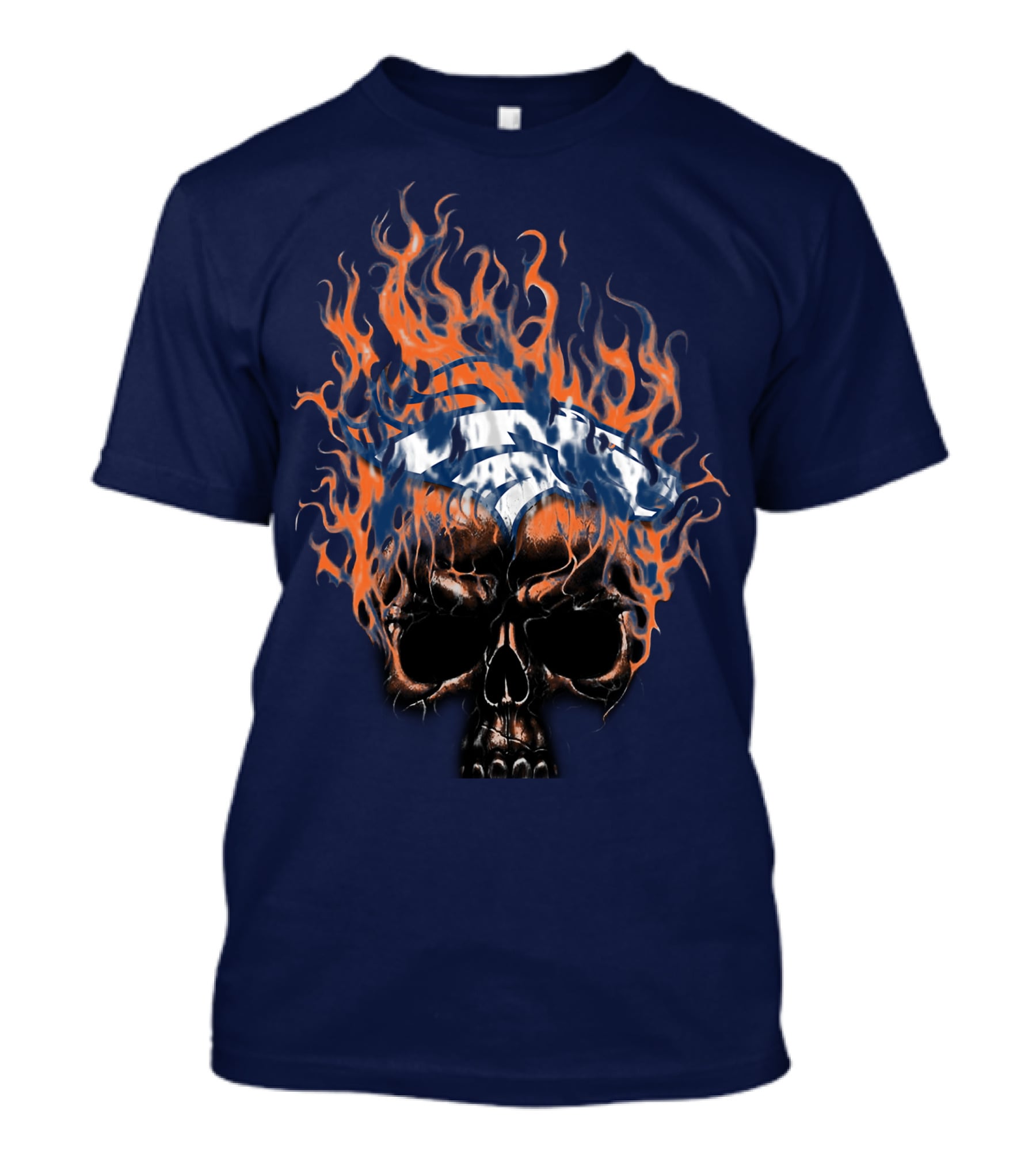 Denver Broncos 37 Fire Skull Flame Helmet T-Shirt