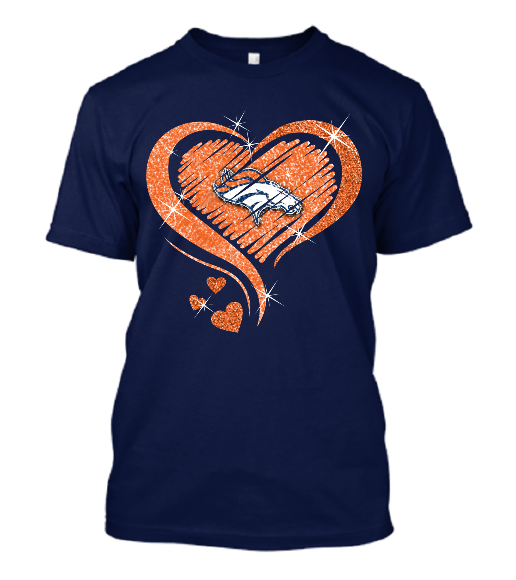 Heart Diamond Denver Broncos Sparkling Love T-Shirt