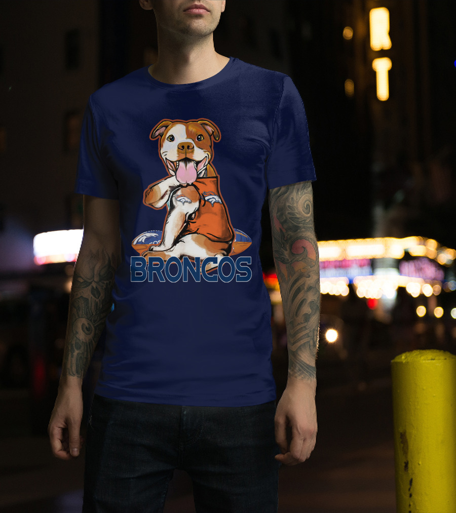 Pittbull Broncos Denver Football Puppy T-Shirt
